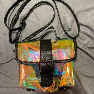 chrome/ see through purse